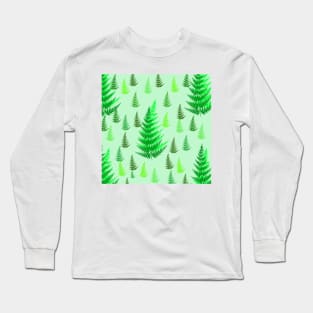 green leaf tree pattern background design Long Sleeve T-Shirt